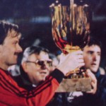 Mitropa cup 1985 Bergreen Anconetani e Giovannelli con la coppa