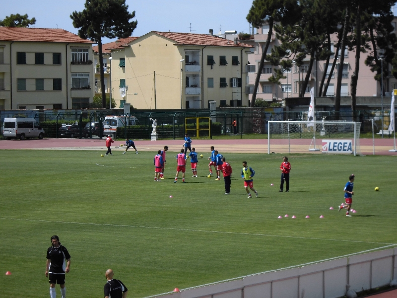 la squadra durante il riscaldamento